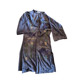 Anna Wear VTG Hand Painted Kimono Duster Jacket French Terry Coatigan Art Sz O/S